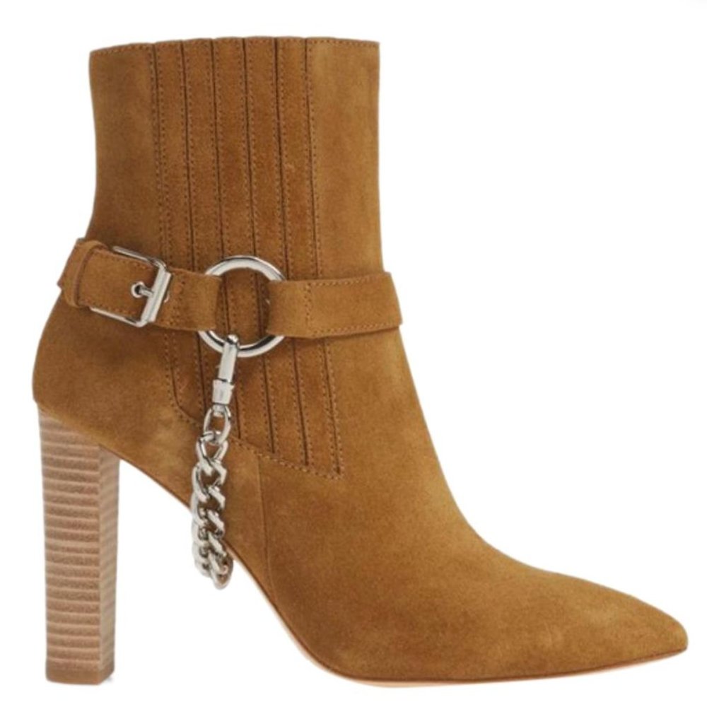 Paige Caramel Suede London Bootie sz 7.5